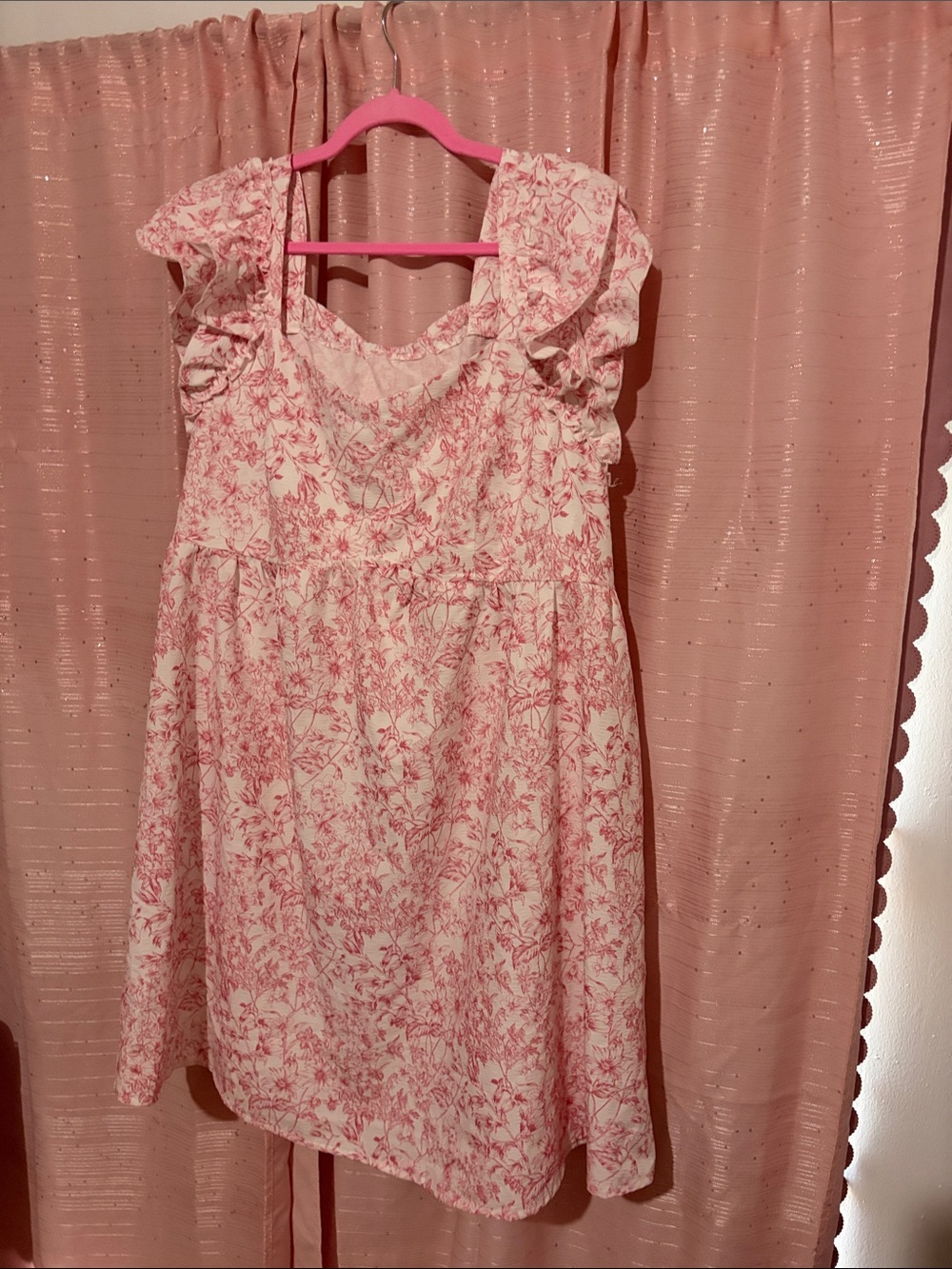 SHEIN Pink Floral Ruffle Sundress